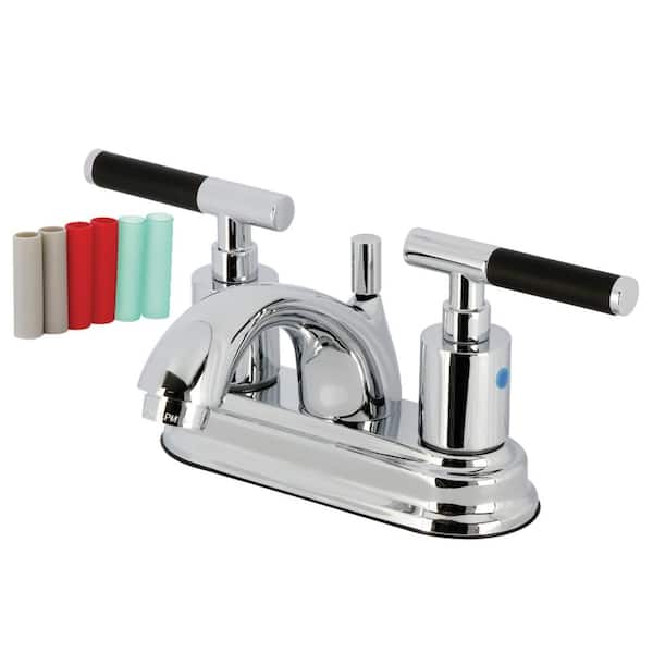 Kingston Brass Kaiser 4 in. Centerset 2-Handle Bathroom Faucet with Plastic Pop-Up in Polished Chrome
