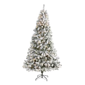8 ft. Pre-Lit Flocked West Virginia Fir Artificial Christmas Tree with 500 Clear LED Lights