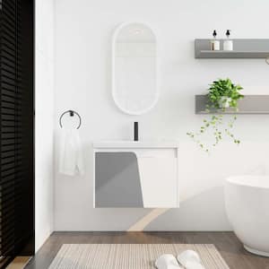 27.8 in. W x 18.5 in. D x 20.7 in. H White Wall-Mounted Plywood Bathroom Vanity with 1 White Ceramic Sink