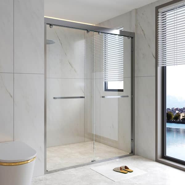 WYonder 60 in. W x 75 in. H Framed Shower Door in Chrome with 5/16 in. (8 mm) Clear Glass