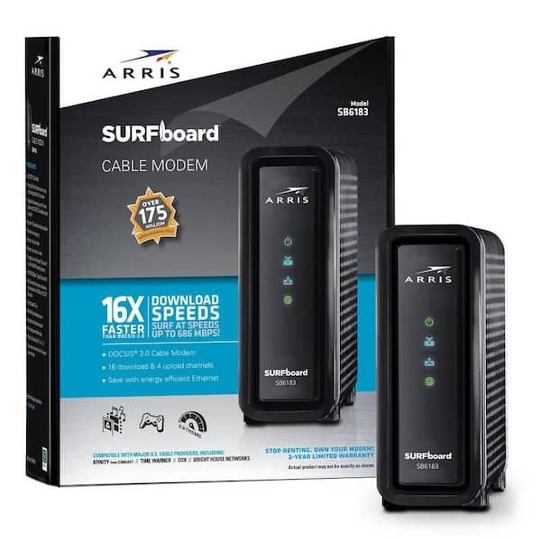 ARRIS SURFboard DOCSIS 3.0 Cable Modem SB6183 in Black
