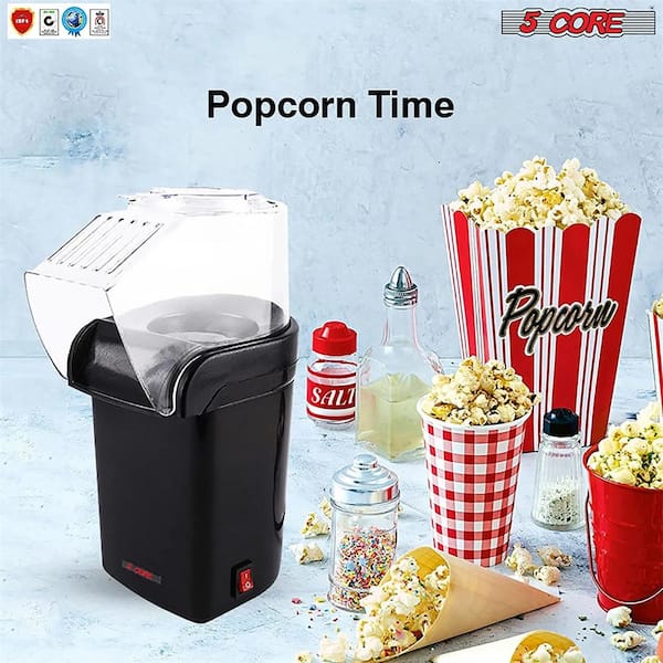 Aoibox 1,100 W 64 oz. Black Hot Air Popcorn Machine Hot Air