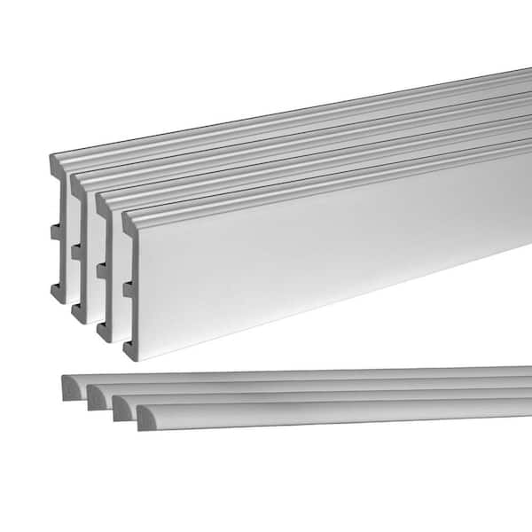 3/4 in. D x 4-3/4 in. W x 96 in. L Unfinished Recycled Polystyrene Baseboard Moulding Kit (4-Pack)