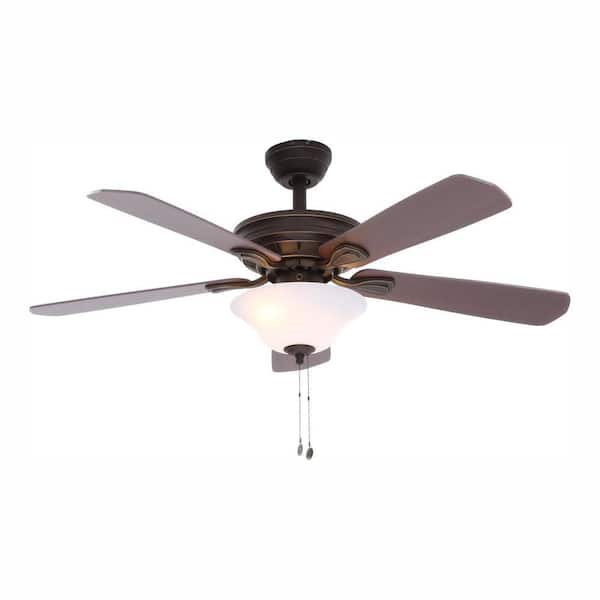 Hampton Bay Wellston 44 in. LED Indoor Oil Rubbed Bronze Ceiling Fan with Light Kit