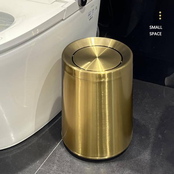 Afoxsos Unique 2.6 Gallon Gold Indoor Recycling Bin with Swing