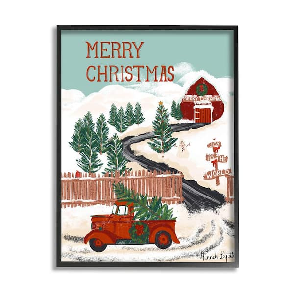 Stupell Industries Rural Christmas Scenery by Hannah Byatt 1-Piece Framed Graphic Print Nature Poster Art Print 30 in. x 24 in.