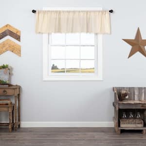 Tobacco Cloth 72in. W x 16in. L Cotton Fringed Edge Rod Pocket Farmhouse Kitchen Curtain Valance in Natural