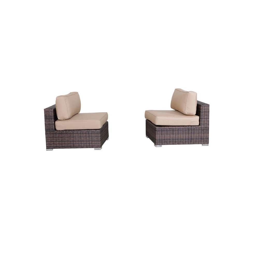 Wicker Armless Cushioned Outdoor Lounge Chair 28 in. Beige Set of 2 price history on PriceWatchPro