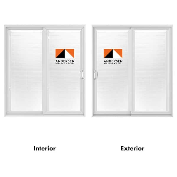 Andersen - 70-1/2 in. x 79-1/2 in. 200 Series White Left-Hand Perma-Shield Gliding Patio Door with White Int, Blinds and White Hdw