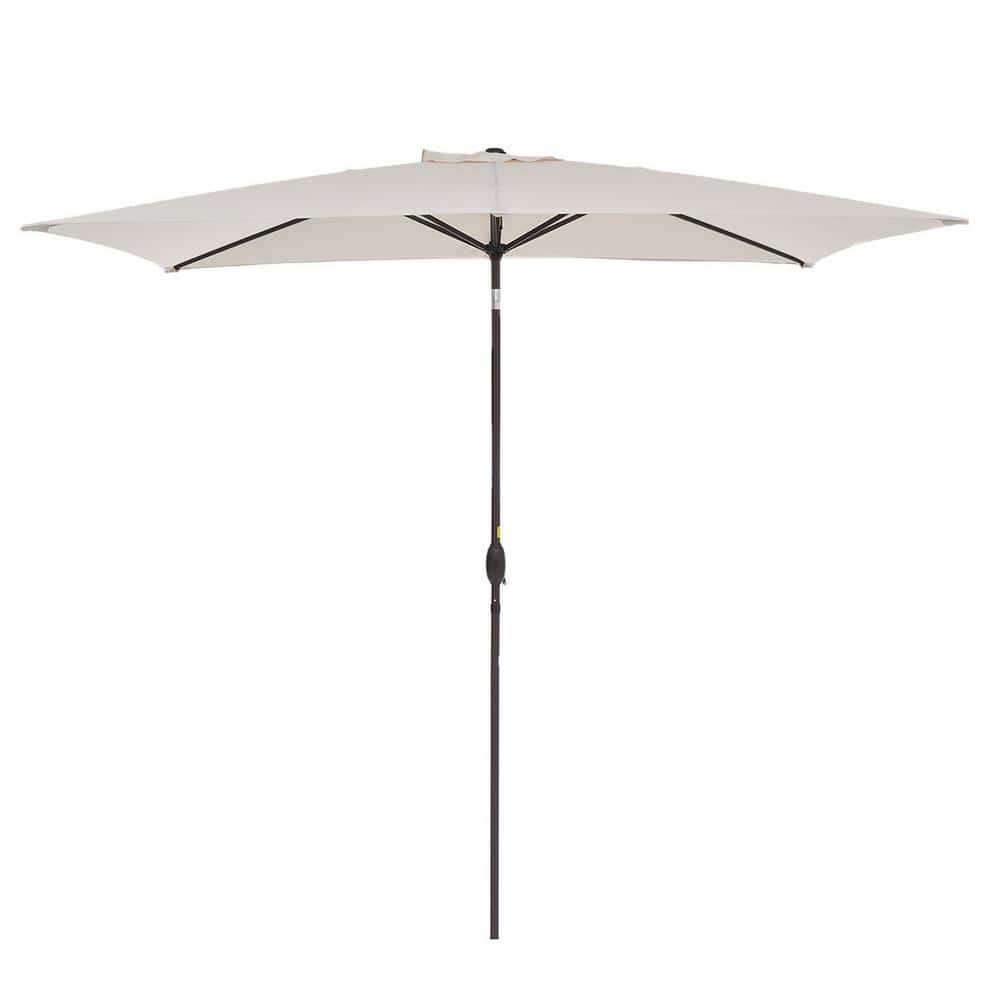 6.5 ft. x 10 ft. Steel Market Patio Umbrella Water-Resistant Push Button Ti