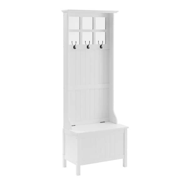 CROSLEY FURNITURE Plymouth White Storage Hall Tree