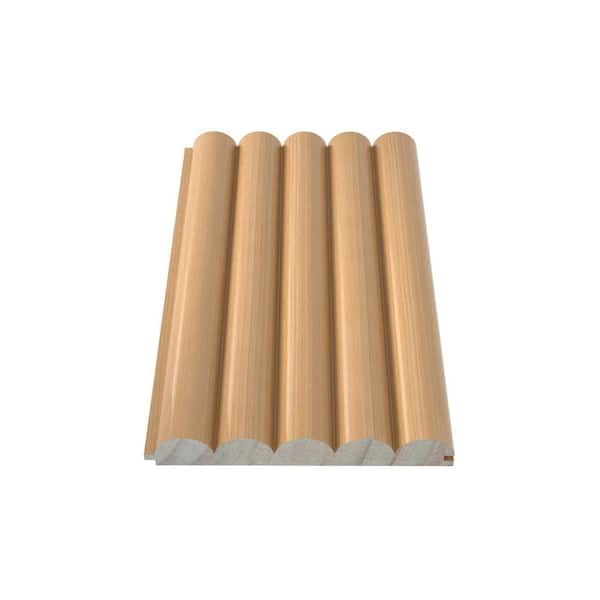 Ejoy 94.5 in. x 6 in x 0.8 in. 5 Grid Semi Circle Wood Wall Siding Board (Set of 3-Piece)