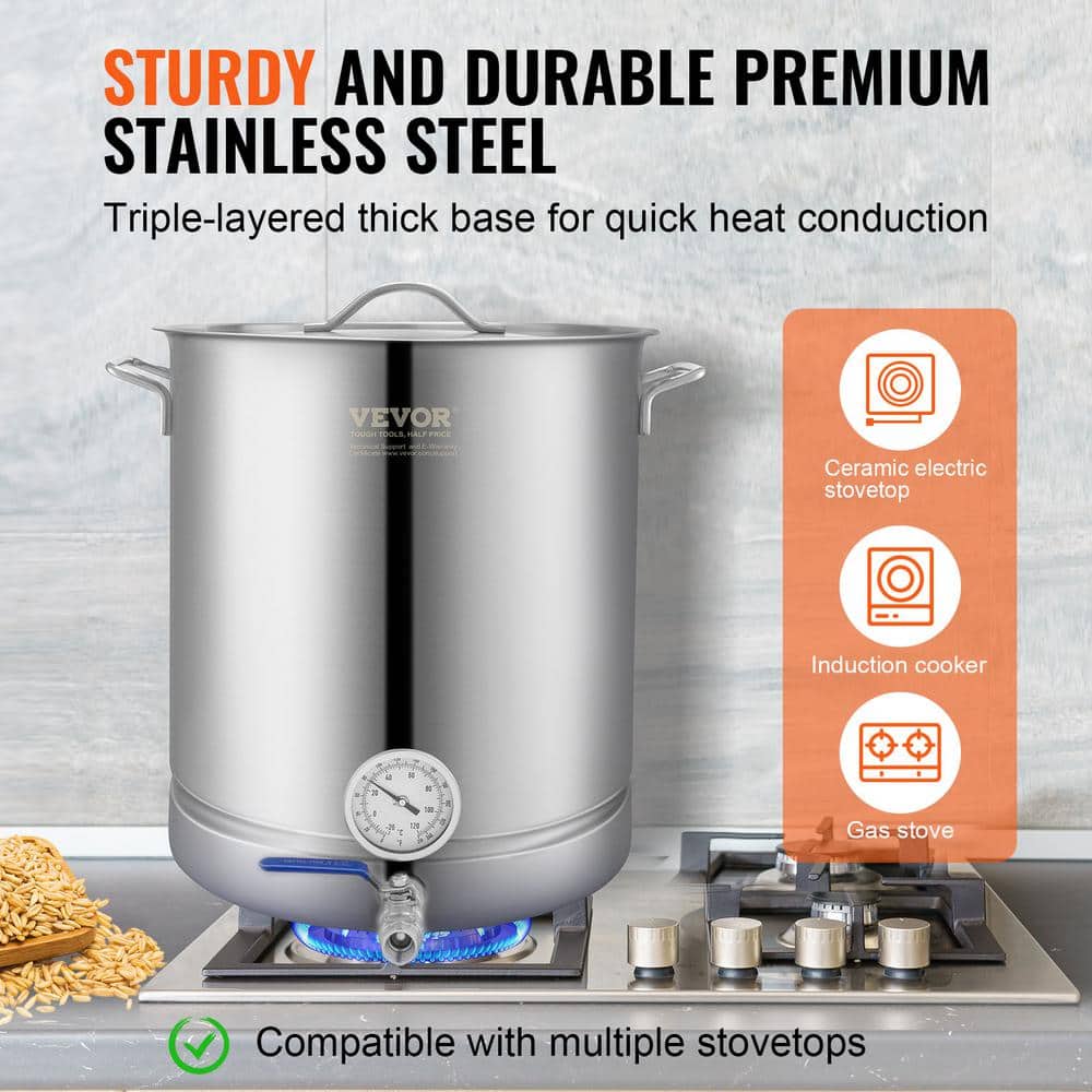 16 Gallon Stainless Steel Induction Ready Brewing Kettle
