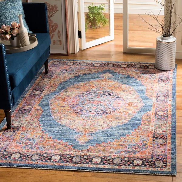 Nirvana 9 ft. x 13 ft. Navy/Multi Medallion Ornate Area Rug