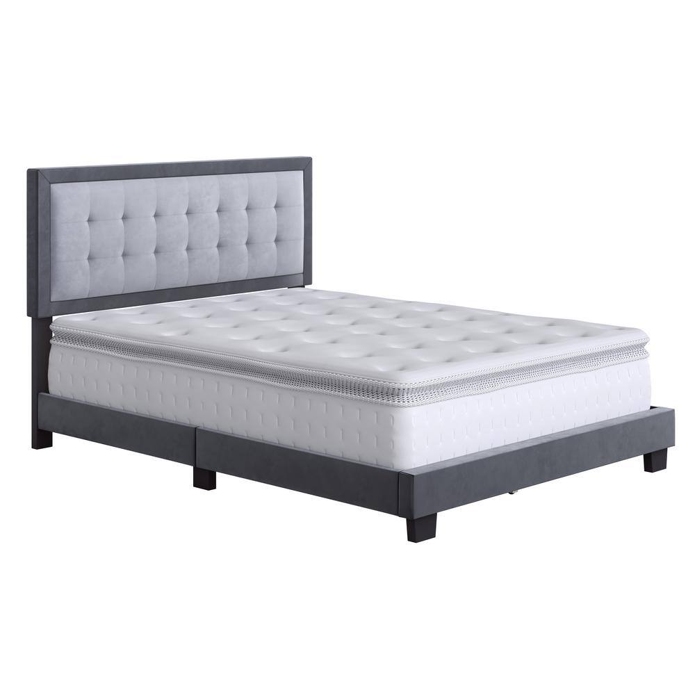 Elegant Full/Double Velvet Upholstered Platform Bed with Tufted Headboard