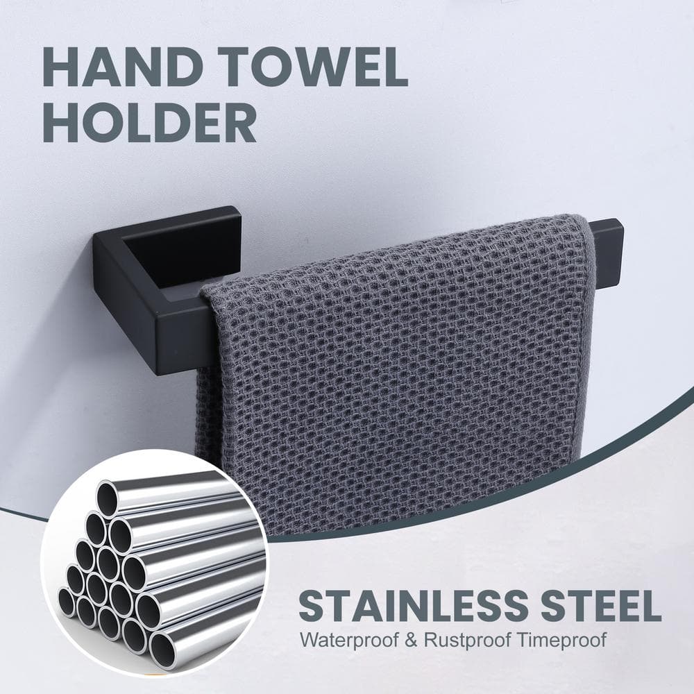 Matte Black 4-Piece Stainless Steel Bathroom Hardware Set
