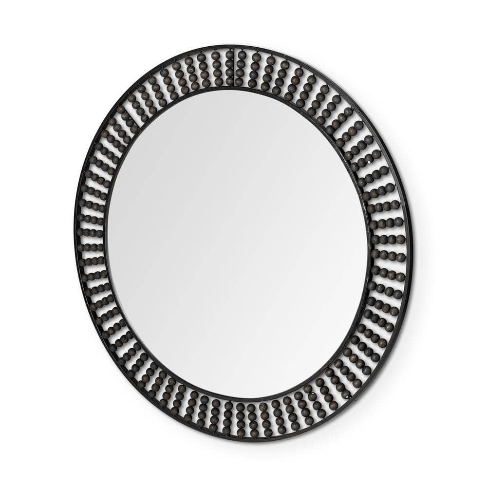 Large Round Black Contemporary Mirror 
