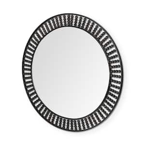 Large Round Black Contemporary Mirror (42.1 in. H x 42.1 in. W)