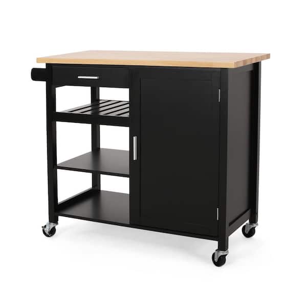 Unbranded Outdoor Grill Cart with A Beautiful Rubber Wood Top