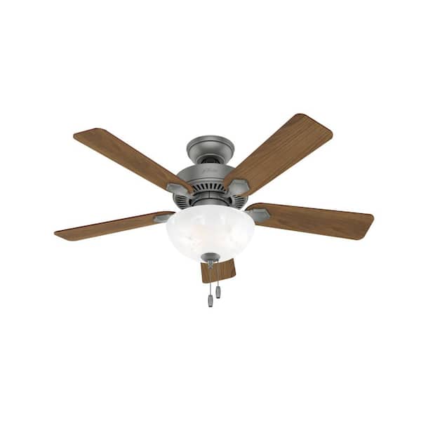Hunter Swanson 44 in. LED Indoor Matte Silver Ceiling Fan with Light