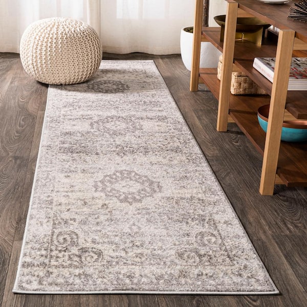 Scala Ornate Bohemian Medallion Gray/Cream 2 ft. x 8 ft. Runner Rug