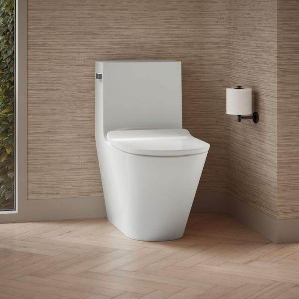 Brazn 12 in. Rough In 1-Piece 0.8 GPF Dual Flush Elongated Toilet in White Seat Not Included