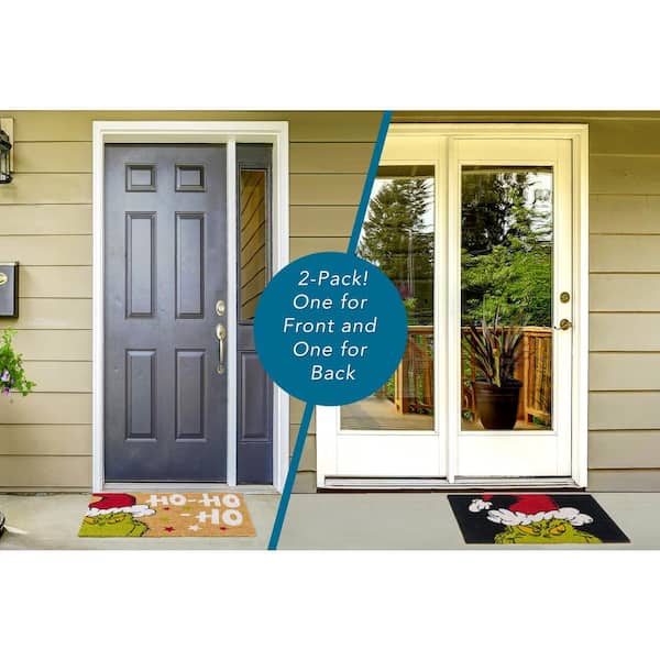 The Grinch Ho-Ho-Ho and Grinch Claus 20 in. x 34 in. Coir Door Mat (2-Pack)