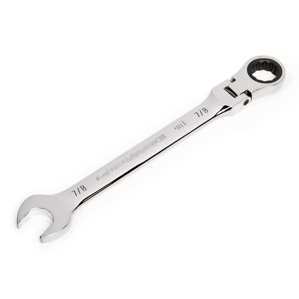 GEARWRENCH 7/8 in. SAE 90-Tooth Flex Head Combination Ratcheting Wrench ...