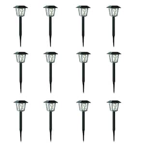 16 Lumens 2-Tone Black & Grey Finish Solar LED Landscape Pathway Light Set with Vintage Bulb (12-Pack)