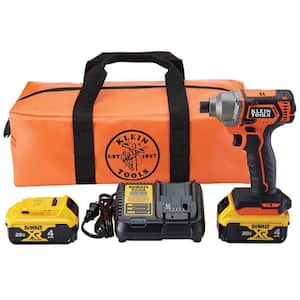 20 V, 1/4 in. Hex Drive Battery-Operated Compact Impact Driver, Cordless, Includes (2) 4AH Batteries, Charger and Case