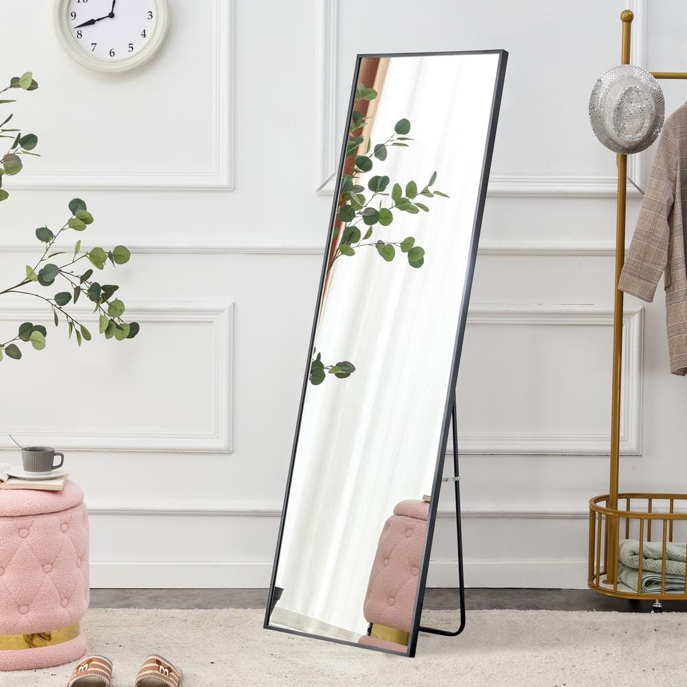 22.8 in. W x 65 in. H Rectangle Black Aluminium Alloy Metal Frame Wall Moun
