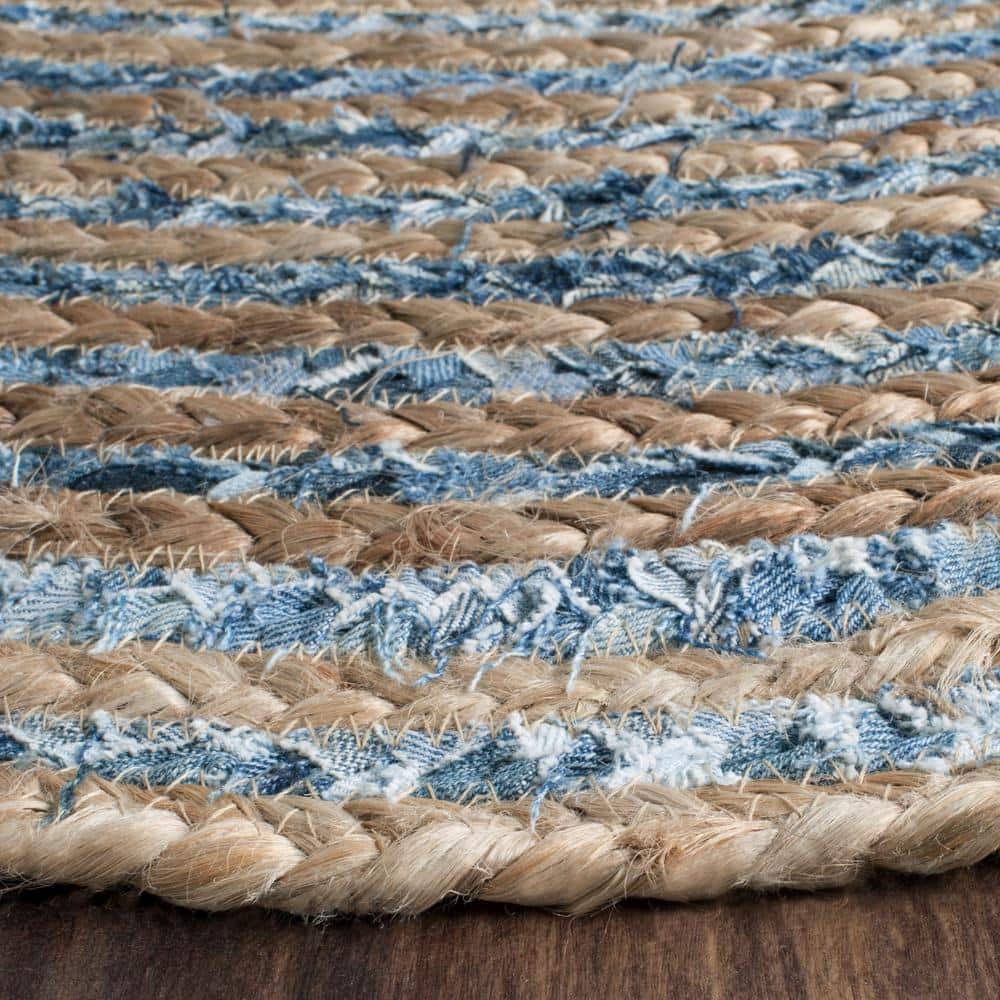 Cape Cod Blue and Natural Oval Jute Area Rug 3' x 5'