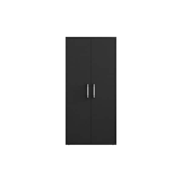 Manhattan Comfort Eiffel 35.43 in. W x 73.43 in. H x 17.72 in. D 4-Shelf Composite Wood Freestanding Garage Cabinet in Matte Black
