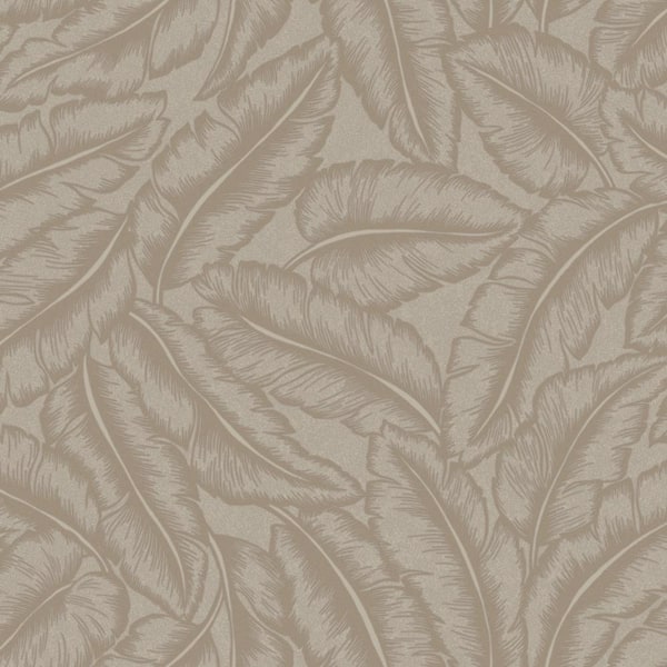Walls Republic Large Sparkling Feathers Wallpaper Taupe Paper Strippable Roll (Covers 57 sq. ft.)