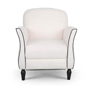 Mid Century White Faux Fur Fabric Armchair Living Room Sofa Chair Leisure Chair with Backrest and Armrest (Set of 1)