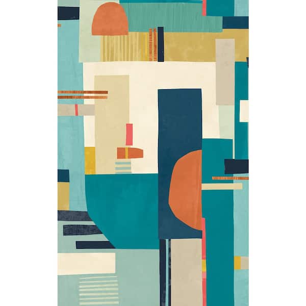 OhPopsi Blue Rhodes Teal Blocs Wallpaper Sample