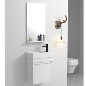 18 in. Wall-Mounted Floating Bathroom Vanity with Resin Sink and Soft-Close Cabinet Door in White