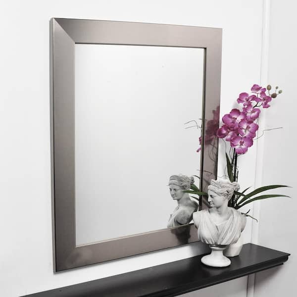 BrandtWorks Medium Rectangle Silver Modern Mirror (32 in. H x 27 in. W)
