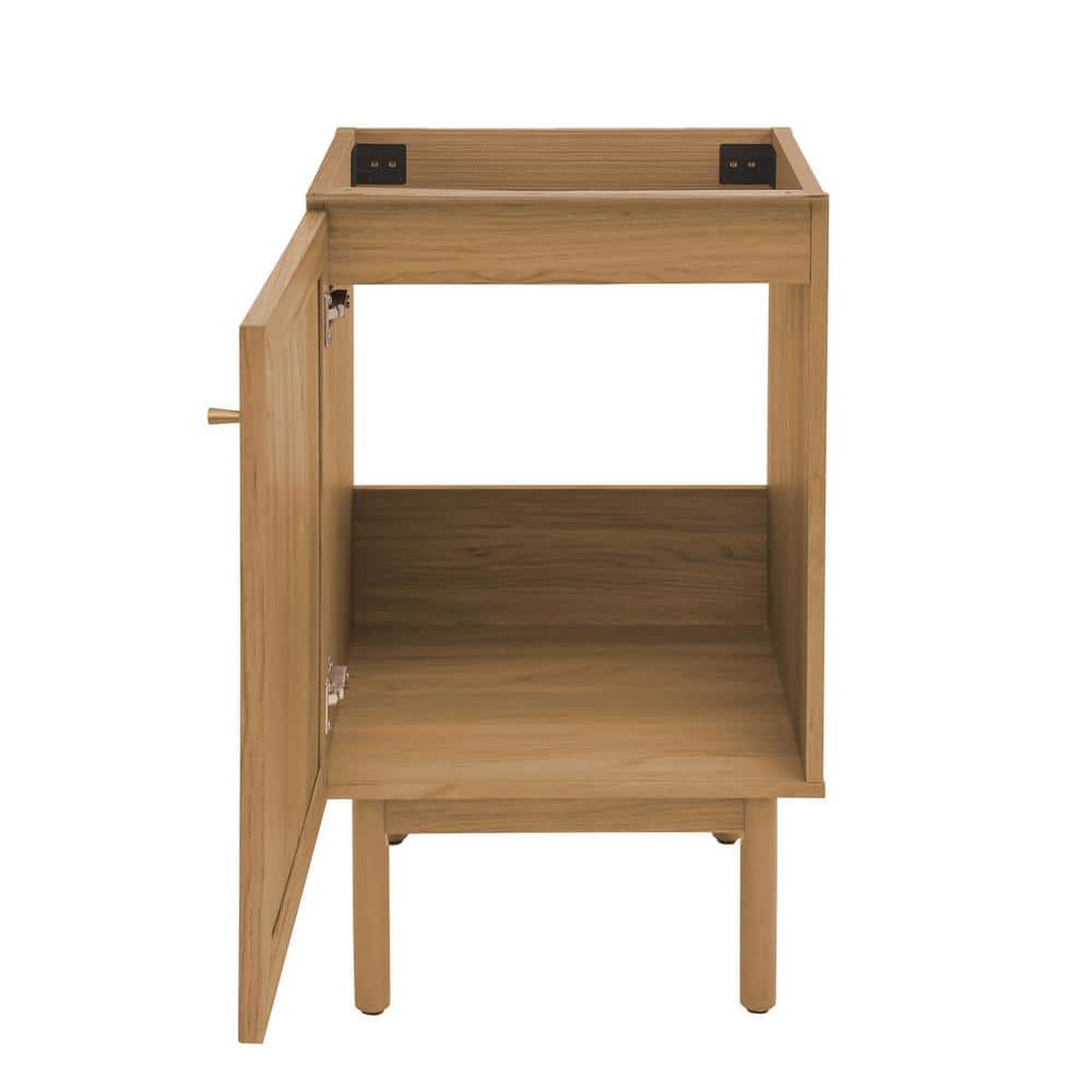 Oak Freestanding Bathroom Vanity with Woven Front Panel