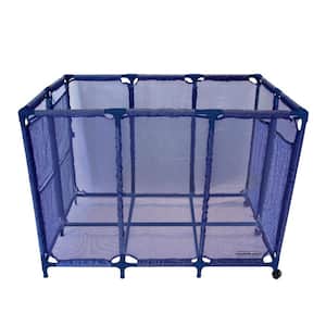 47.2 in. W x 30.2 in. D x 34 in. H Blue Plastic Outdoor Storage Cabinet with Wheels for Pool