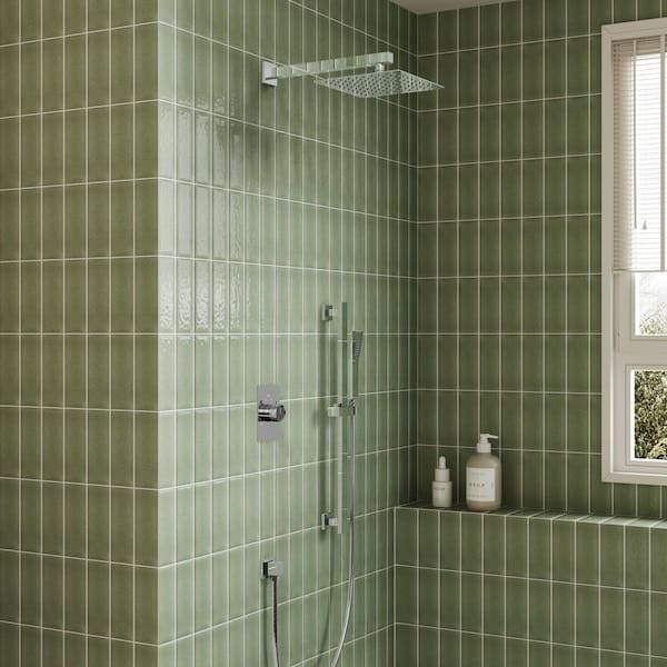 2-Spray Wall Mount Dual Shower Head and Handheld Shower Head with Easy to Install 2.5 GPM in Chrome (Valve Included)