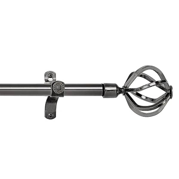 Metallo Carrera 66 in. - 120 in. Adjustable 3/4 in. Single Curtain Rod in Brushed Nickel Carrera Finials