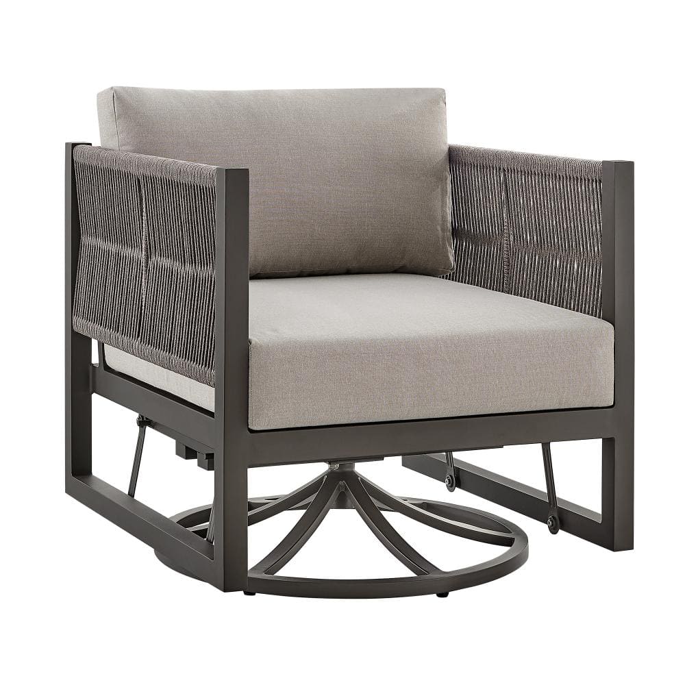 Dark Brown Outdoor Patio Swivel Glider Lounge Chair with Gray Cushions price history on PriceWatchPro