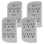 6-Outlet Surge Protector Wall Tap, Gray, (4-Pack)