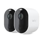 Pro 4 White Spotlight Camera Wireless Security, 2K Video and HDR, Color Night Vision, 2-Way Audio, (2-Pack)