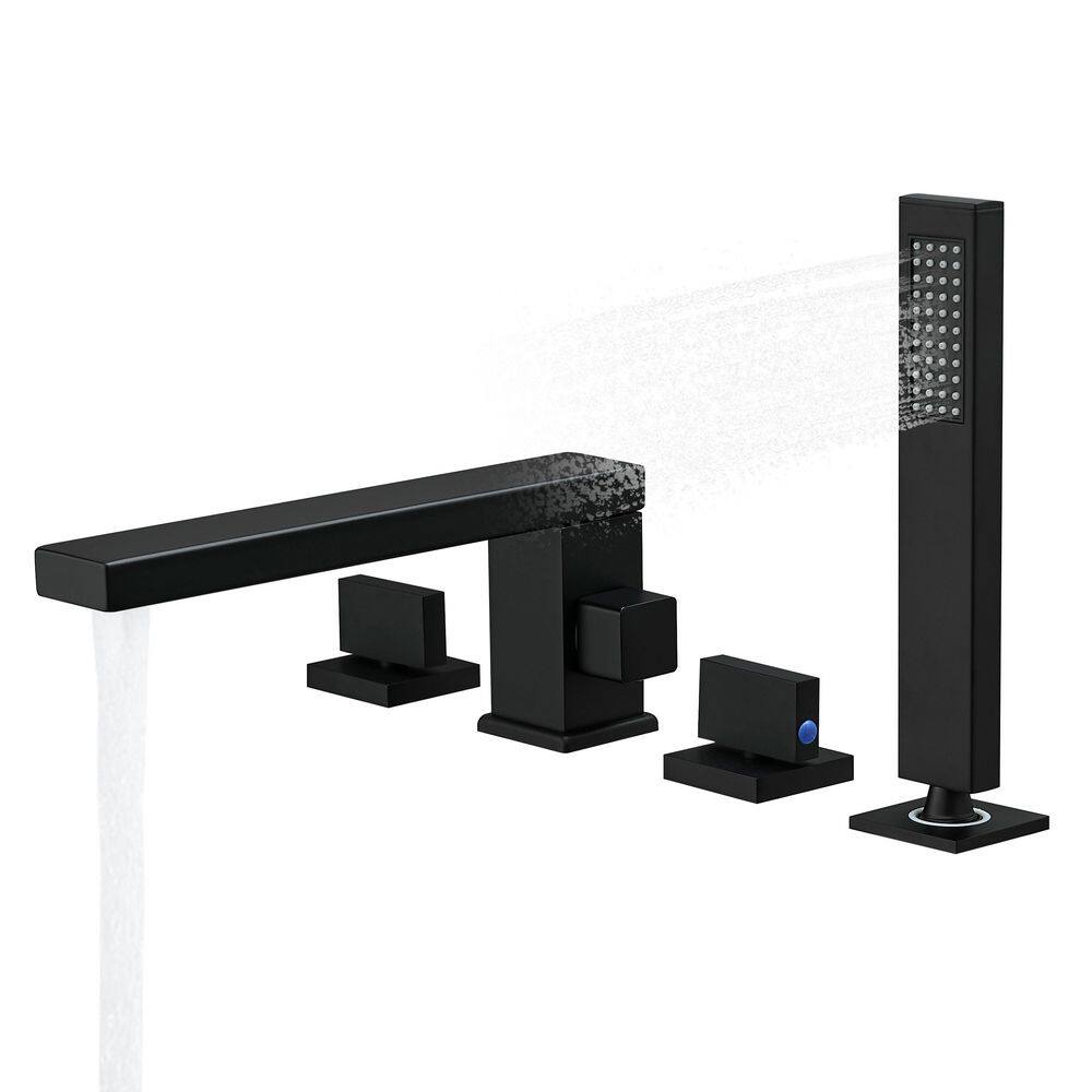 2-Handle Deck-Mount Roman Tub Faucet with Hand Shower in Matte Black price history on PriceWatchPro