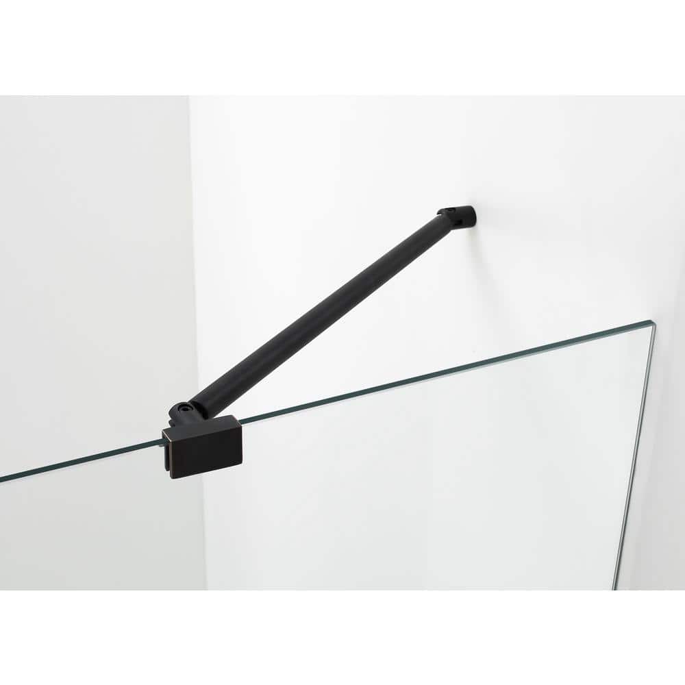 Belmore Matte Black Frameless Hinged Shower Door with Clear Glass