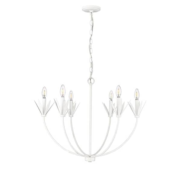 Millennium Lighting Primrose 30.5 in. 6-Light Textured White Chandelier