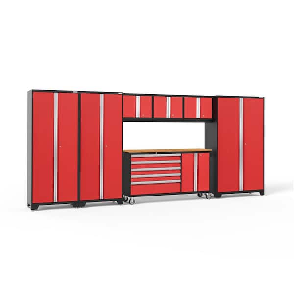 NewAge Products Bold Series 7-Piece 24-Gauge Steel Garage Storage System in Deep Red (174 in. W x 77 in. H x 18 in. D)