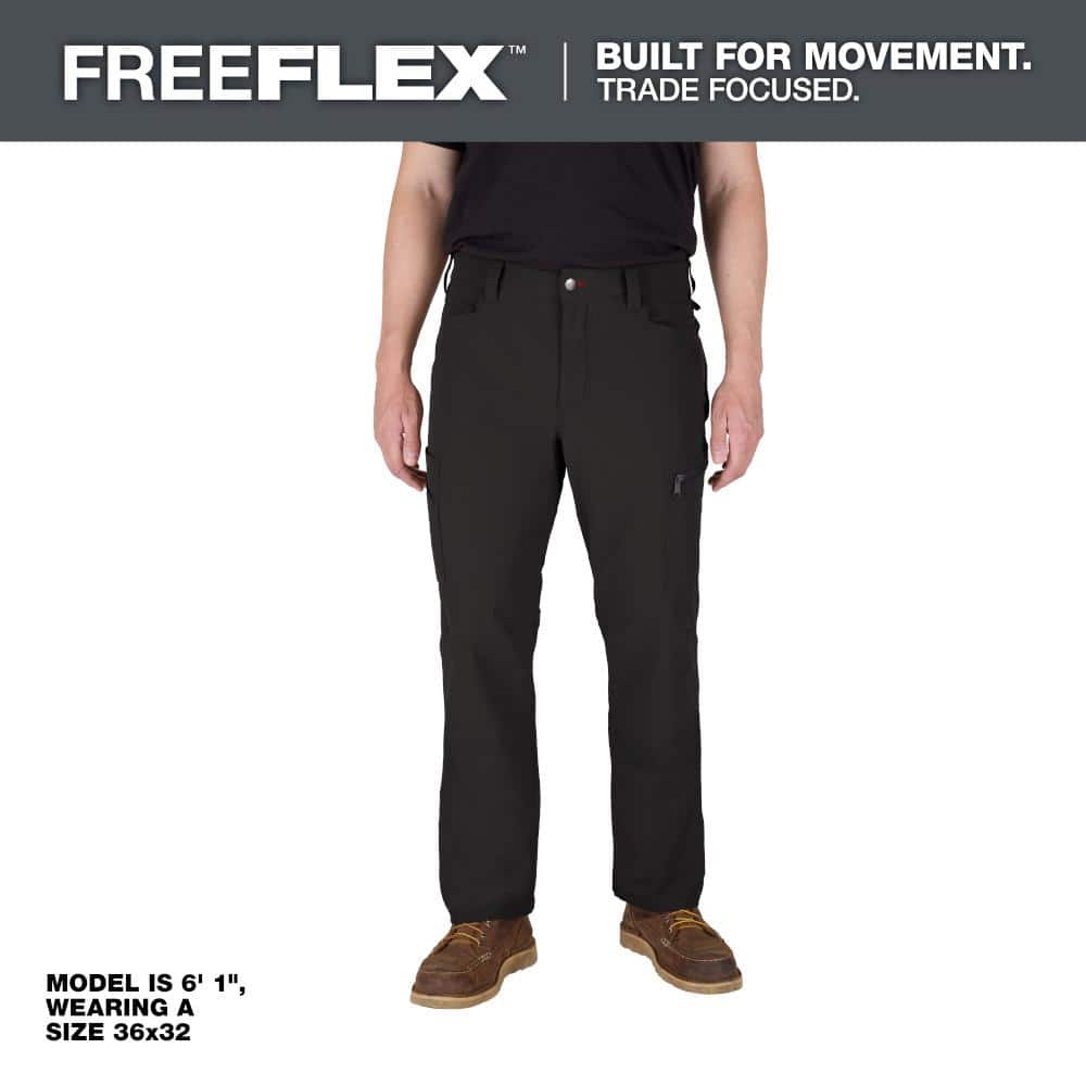 Milwaukee Men's 32 in. x 30 in. Black FREEFLEX Tech Work Pants